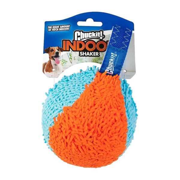 Orange and Blue Indoor Shaker Dog Toy for Low-Key Fetch Games, Soft and Durable