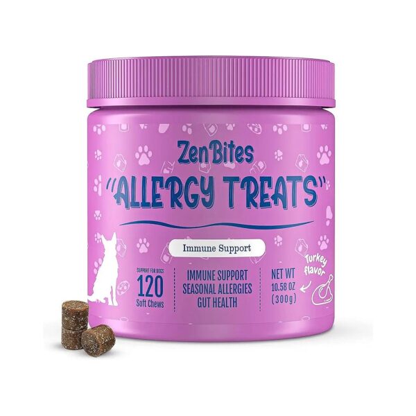 Organic Allergy Relief Soft Treats for Dogs with Probiotics and Omega 3 Salmon Oil