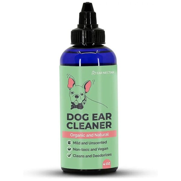 Organic Ear Cleaning Solution for Dogs and Cats with Aloe, Vitamin E, and Coconut Oil