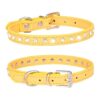 Original Yellow Suede Leather Dog Collar with Rhinestone Crystals Small Pet XS Accessory