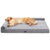 Orthopedic Dog Bed for Large Dogs with High-Loft Cushion Support and Bolster Pillow