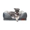 Orthopedic Dog Bed with Grey Washable Cover and memory Foam Base for Small Pets