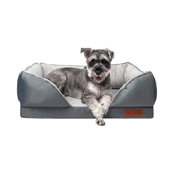 Orthopedic Dog Bed with Grey Washable Cover and memory Foam Base for Small Pets