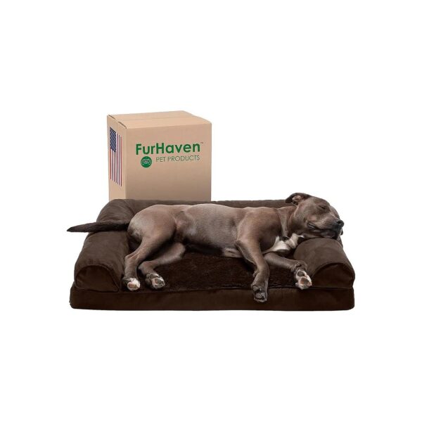 Orthopedic Dog Bed with Polyester Faux Fur Surface and Certified Foam for Large Dogs