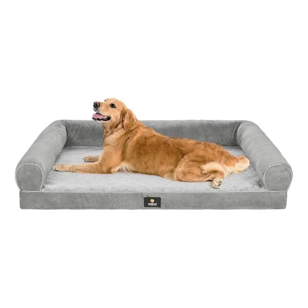 Orthopedic Dog Couch Bed with Removable Cover and Bolster for Large Breeds