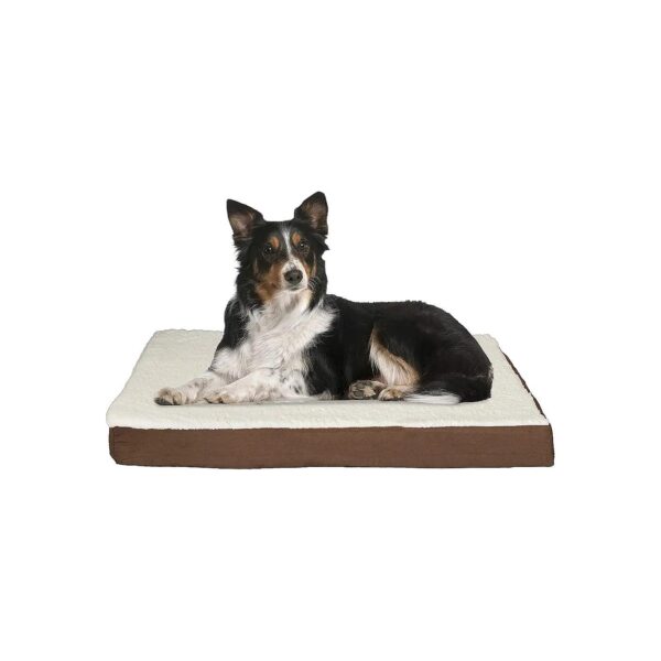 Orthopedic Memory Foam Dog Bed for Large Dogs with Machine Washable Sherpa Cover Brown