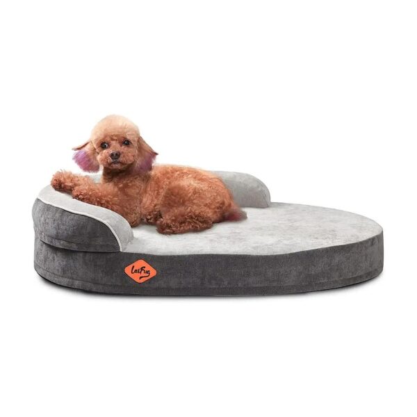 Orthopedic Memory Foam Oval Dog Bed for Small Breeds - 31x21x7Inches, Grey