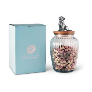 Ounce Glass Treat Container with Wood Lid and Metal Dog Knob for Treats Biscuits