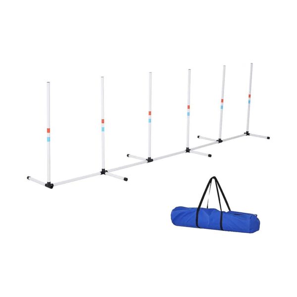 Outdoor Dog Agility Training Set with Weave Poles and Carry Bag for Exercise and Fun