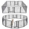 Outdoor Dog Playpen with Metal Panels and Stakes for Large Small Dogs