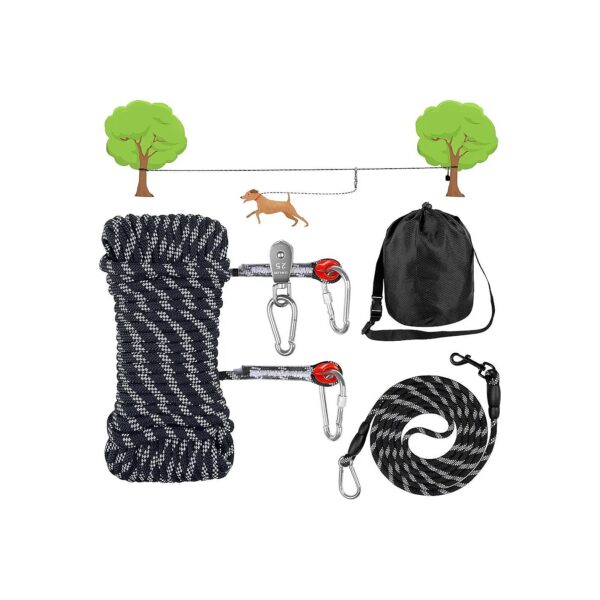 Outdoor Dog Tie Out Cable for Yard Park and Camping with Additional 10ft Runner Lead