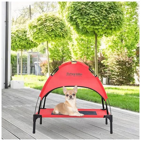 Outdoor Elevated Dog Cot with Removable and Washable Bed for Small to Medium Dogs