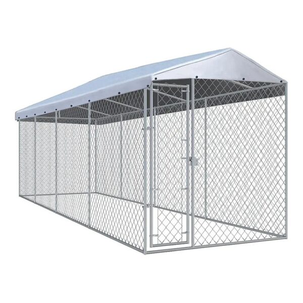 Outdoor Heavy Duty Dog Kennel with Lockable Mesh Sidewalls and Galvanized Steel Frame