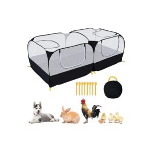 Outdoor Small Animal Playpen with Detachable Bottom and Breathable Mesh Walls Black