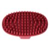 Oval-Shaped Boar Bristle Grooming Brush with Red Rubber Loop Handle and Small Bites