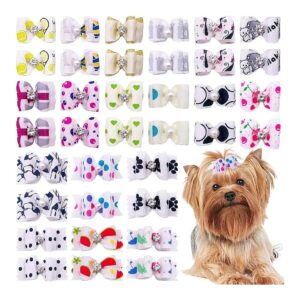 PET SHOW Small Dog Hair Bows with Rubber Bands for Puppies and Kittens