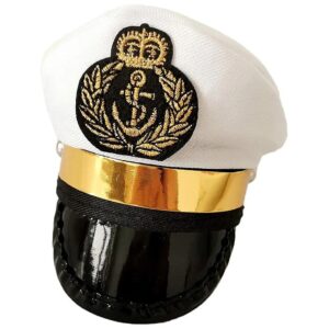 PET SHOW Small Medium Dog Captain Hat Photography Accessory White