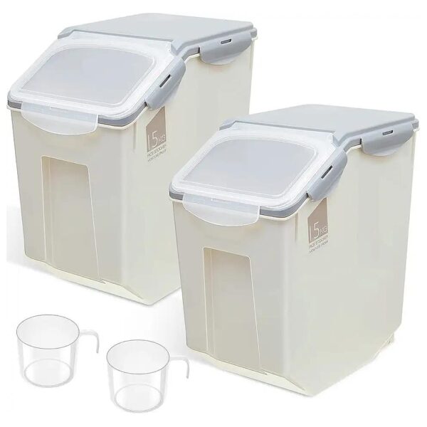 PET) and Polypropylene Pet Food Storage Container with Large Capacity and Measuring Cups