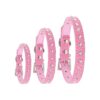 PU Leather Adjustable Dog Collar for Small Female Dogs with Rhinestones and Clasp Closure