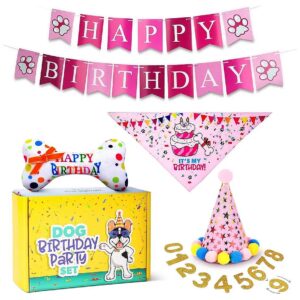 Pacific Pups Dog Birthday Party Supplies with Squeaky Toys and Happy Birthday Banners