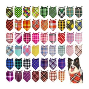 Pack Christmas Dog Bandanas Variety Patterns Adjustable Size Soft Breathable Polyester