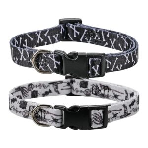 Pack Halloween Vampire Skull Dog Collar Adjustable Pet Collars for Small Dogs