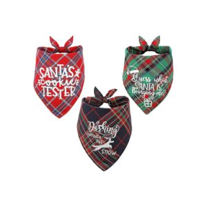 Pack Plaid Christmas Bandanas for Small to Large Breed Dogs and Cats