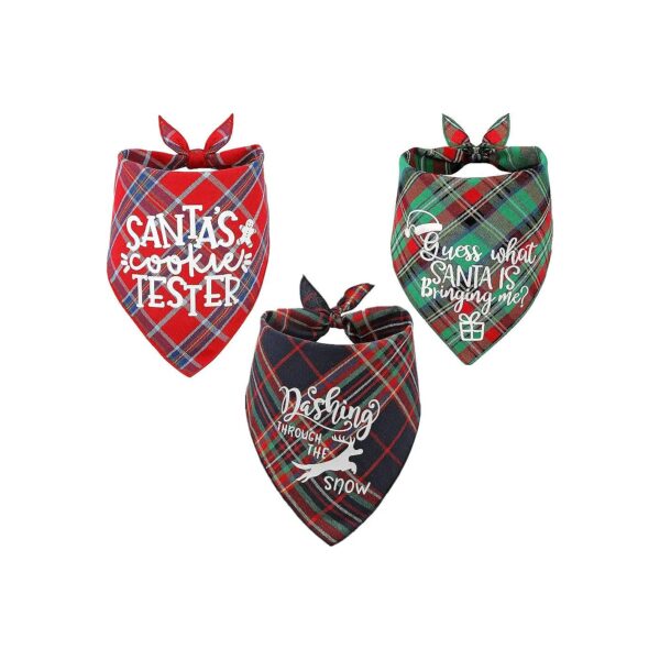 Pack Plaid Christmas Bandanas for Small to Large Breed Dogs and Cats