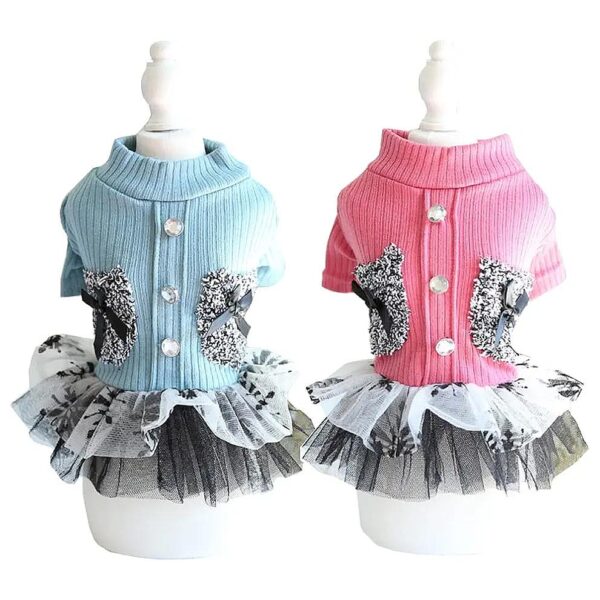 Pack Small Dog Tulle Pet Dress with Rhinestones for Winter