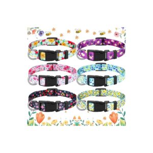 Pack Soft Adjustable Floral Dog Collars with Plastic Clips for Small Medium Large Dogs