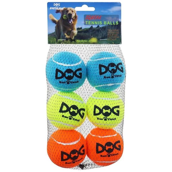 Pack Squeaky Tennis Balls for Dogs - Standard Size 5 Inches and Colors