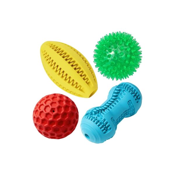 Pack Teething Puppy Chew Toys Rubber Squeaky Spike Balls Medium Large Dogs