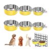 Pack Yellow Stainless Steel Hanging Crate Bowls for Dogs Cats Medium Large Pets