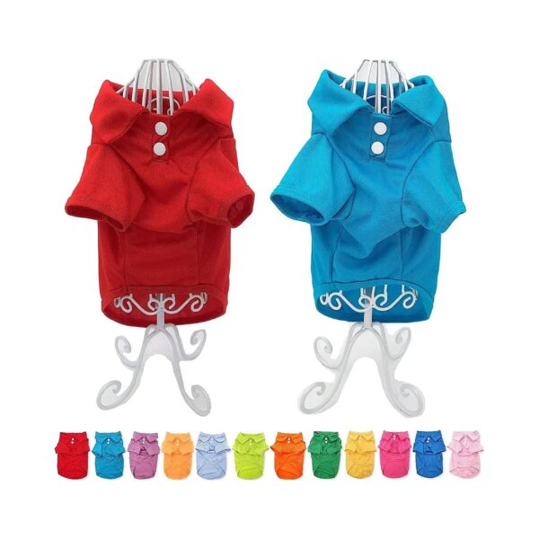 Pack of 2 Red and Blue Teal Dog Polo Shirts for Small Pets