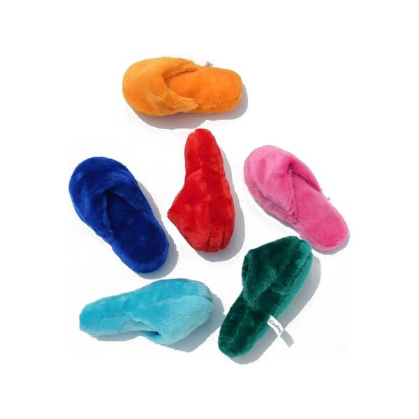 Pack of 6 Colorful Slipper Shaped Squeaky Dog Toys for Small to Medium Breed Dogs