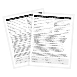 Pack of White and Black Pet Grooming Intake and Consent Released Forms