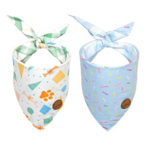 Pack with Adjustable Design Reversible Large Dog Bandanas for Birthday Celebration