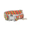 Padded and Adjustable Nylon Dog Collar with Safety Buckle and Vibrant Geometric Pattern