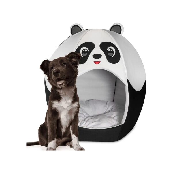 Panda Theme Pet Bed with Cozy Igloo Design and Plush Lined Interrior for Medium Breeds