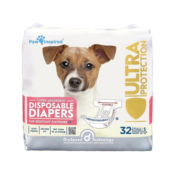 Paper Pulp Dog Diapers for Small Female Dogs with Advanced DrySpeed Technology - 32 Count