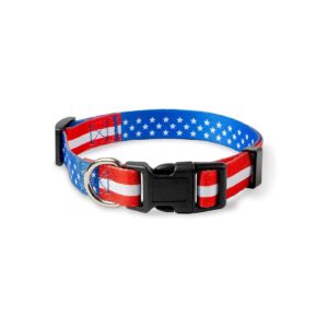 Patriotic American Flag Dog Collar in Large Size with Nylon Material