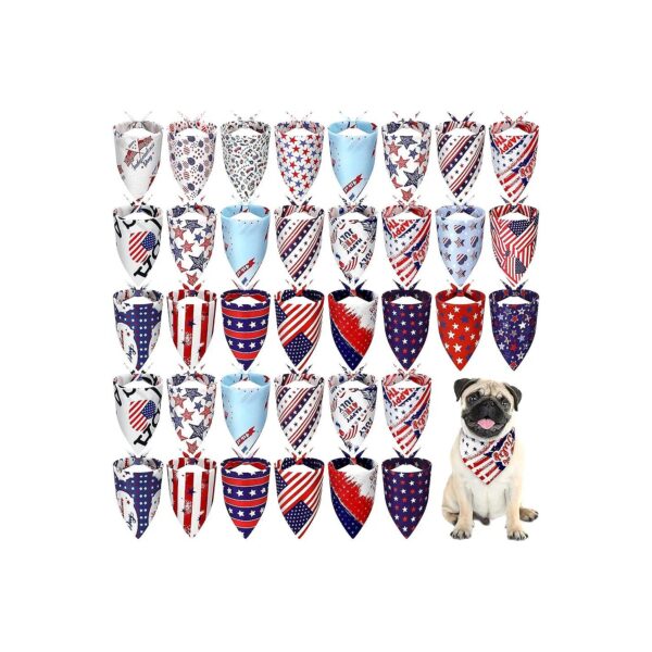 Patriotic Dog Bandanas American Flag for Small Medium Pets Independence Day Costume