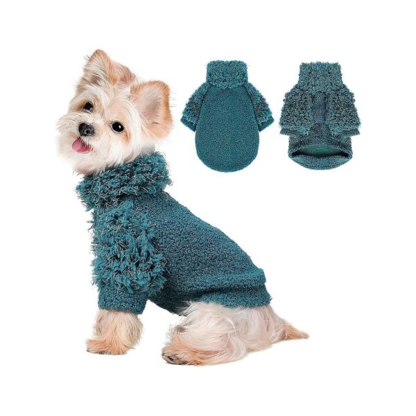 Peacock Blue Fleece Dog Jacket for Small Dogs Winter Coats and Sweaters