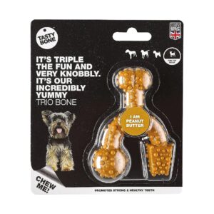 Peanut Butter Flavored Trio Dog Chew Toy for Healthy Teeth and Gums Development