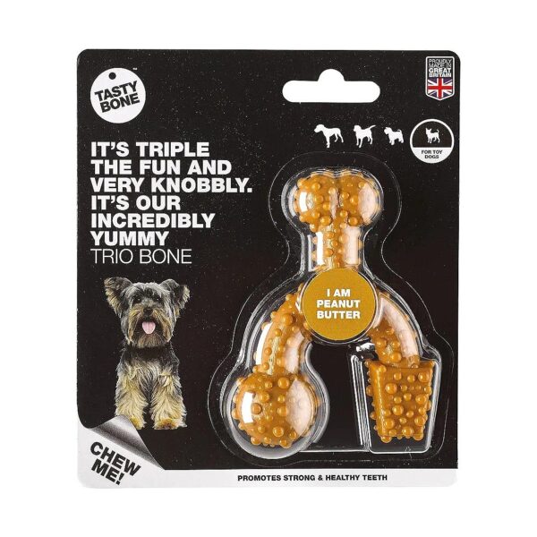 Peanut Butter Flavored Trio Dog Chew Toy for Healthy Teeth and Gums Development