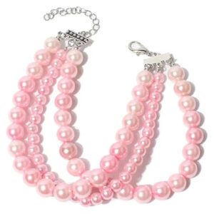 Pearl Pink Diamond Pet Necklace Adjustable Cat Dog Collar Jewelry