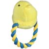 Peeps Plush Chick Rope Pull Toy for Dogs Squeaker Toy in Yellow and Blue