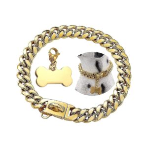 Perfect Gold Dog Chain Collar for Strong and Powerful Animals with Stainless Steel Buckle