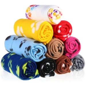 Perfect Pet Blankets for Small Pets, 10 Pieces Set with Vibrant Colors and Paw Print