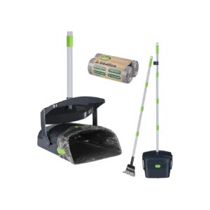 Perfect Pooper Scooper Kit for Lawns Yards and Dog Kennels with 40 Waste Bags